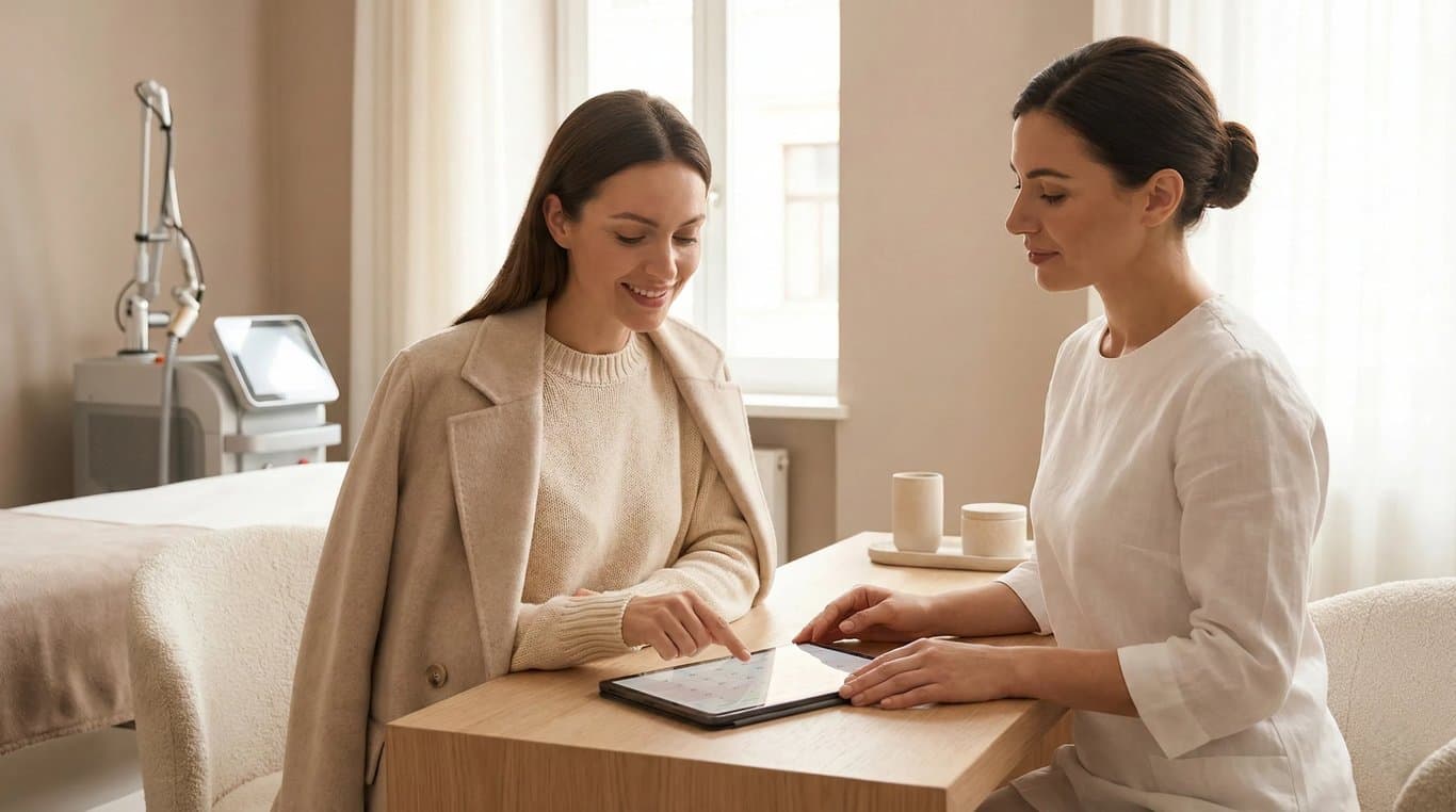 Laser in inverno: calendario sedute, luce invernale morbida, concetto di costanza e continuità.