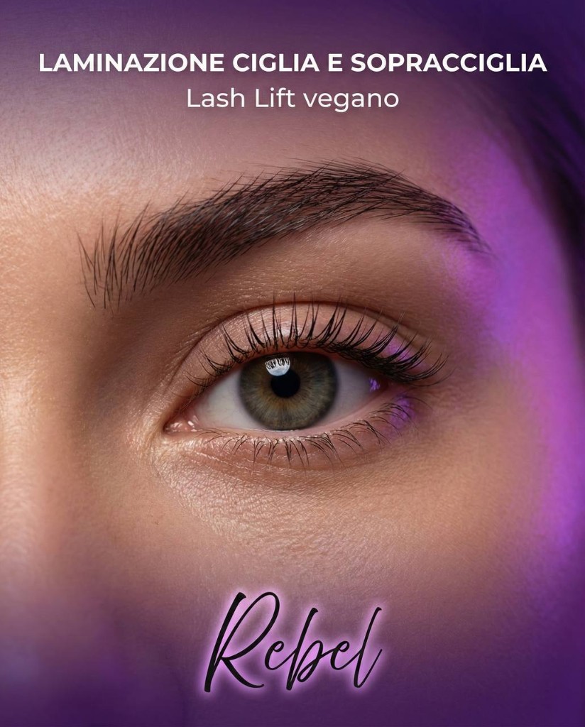 Risultato laminazione ciglia Rebel — sguardo definito con Lash Lift vegano