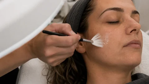 Professionista applica un siero durante un trattamento viso