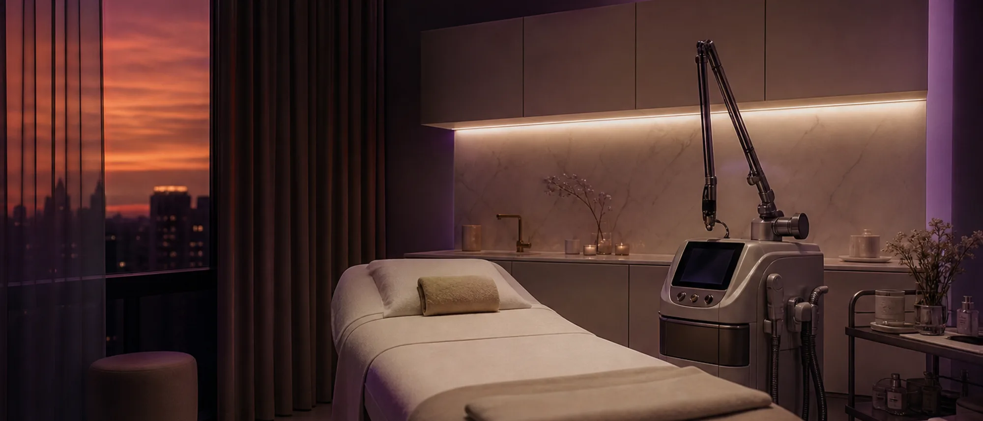 Atmosfera della cabina laser Rebel, luce soffusa
