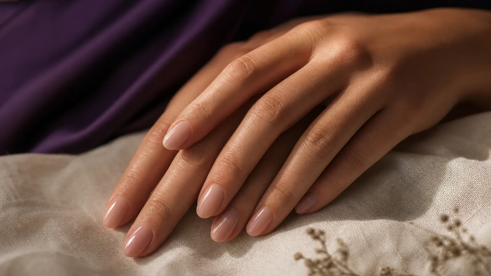 Mani curate con manicure semipermanente, tonalità naturali eleganti