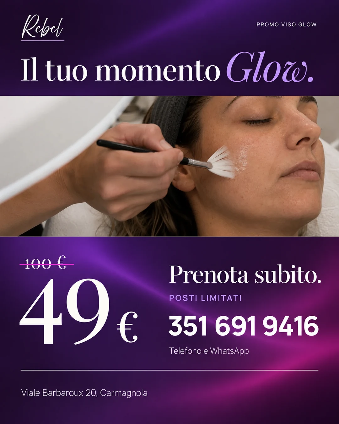 Prenota subito: 49 € anziché 100 €. Posti limitati. Telefono e WhatsApp 351 691 9416.